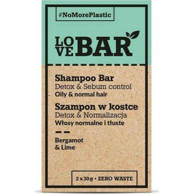 Lovebar Shampoo Bar Detox & Sebum Control (Oily & Normal Hair) Bergamot & Lime 2x30gr